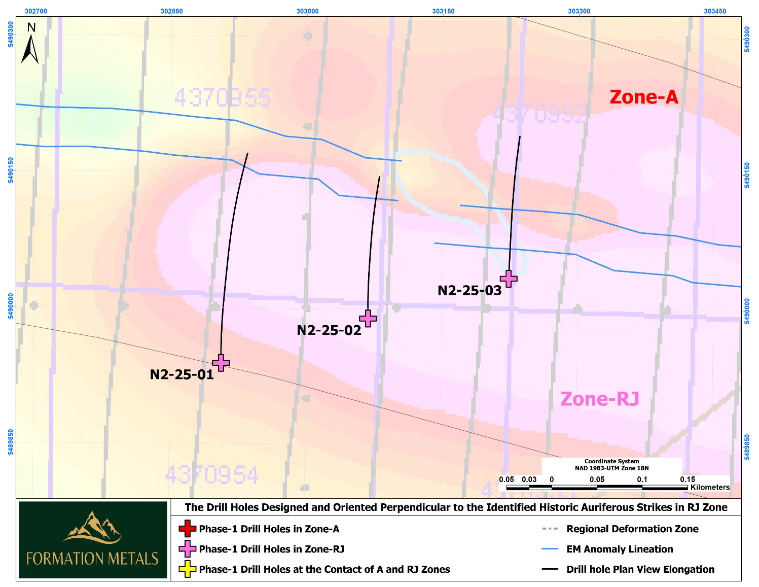 Figure 1 – Drillholes advanced within the “A” Zone.