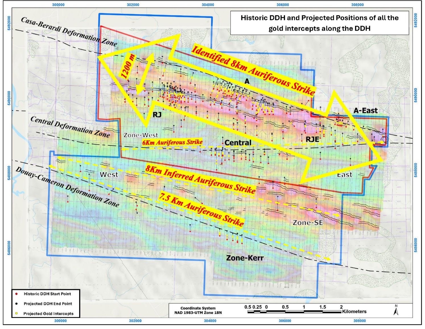 Figure 2 – Historic drillhole locations; Formation believes that there is over 15 kilometres of strike to explore at the N2 property.