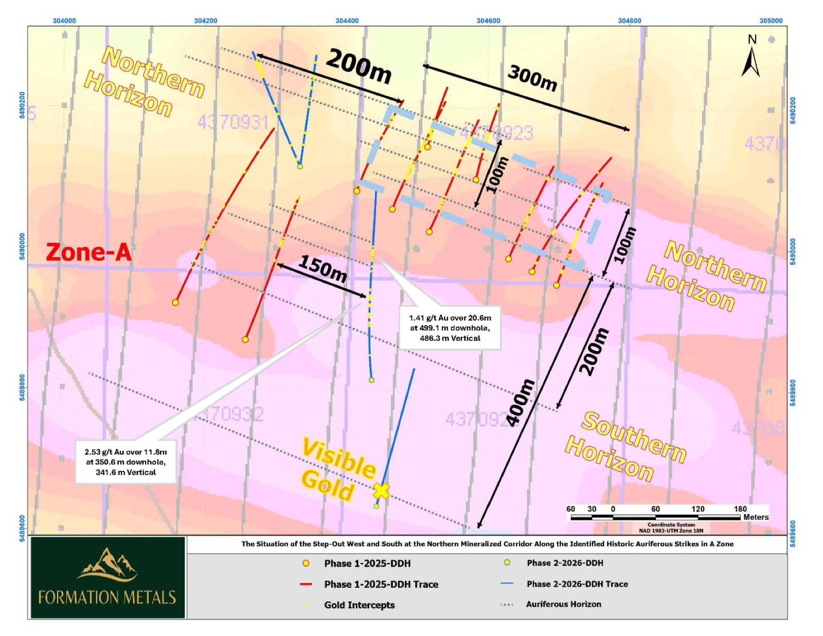 Figure 1 - Location of the step-out expansion to the west and south at the A-Zone, N2 Property.